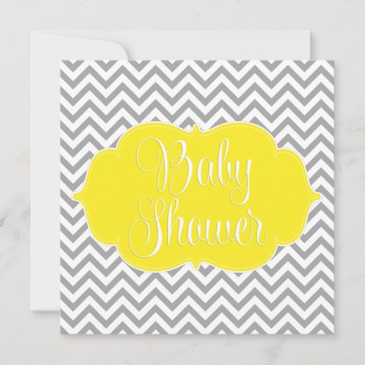 Modern Chevron Yellow Grey Baby shower Kaart (Voorkant)