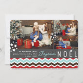 Modern Chevron Zig Zag Joyeux Noel Kerstfoto Feestdagenkaart (Voorkant)