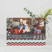 Modern Chevron Zig Zag Joyeux Noel Kerstfoto Feestdagenkaart (Staand voorkant)