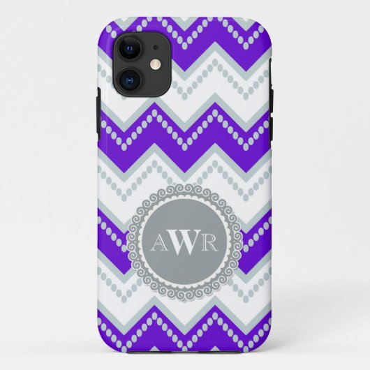 Modern Chevron Zig Zag Monogrammed Stripe Oval Case-Mate iPhone Case (Achterkant)