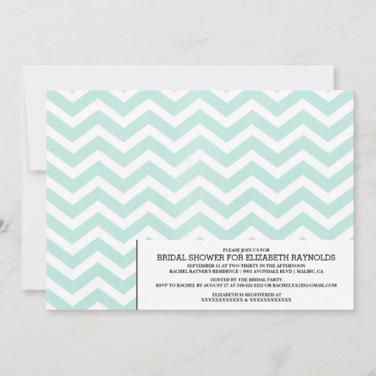 Modern Chevron Zigzag Bridal Shower Invitations Kaart (Voorkant)