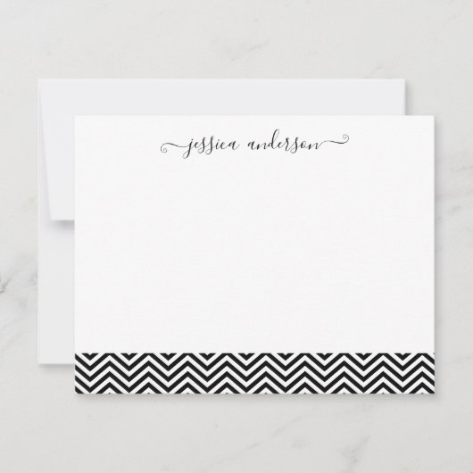 Modern Chevron Zigzag Girly Script Classisic Cute Notitiekaartje (Voorkant)
