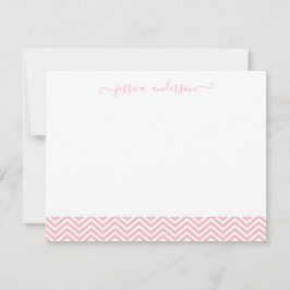 Modern Chevron Zigzag Girly Script Cute Blush Pink Notitiekaartje