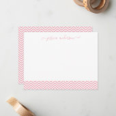 Modern Chevron Zigzag Girly Script Cute Blush Pink Notitiekaartje (Voorkant / Achterkant in situ)