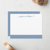 Modern Chevron Zigzag Girly Script Cute Navy Blue Notitiekaartje (Voorkant / Achterkant in situ)