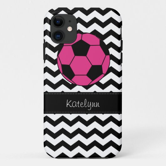 Modern Chevron Zigzag Pink Soccer Phone Case Hoesj (Achterkant)