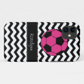 Modern Chevron Zigzag Pink Soccer Phone Case Hoesj (Achterkant (horizontaal))