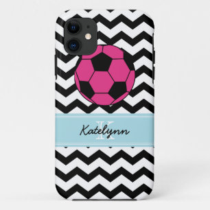 Modern Chevron Zigzag Pink Voetbal Telefoon draagt Case-Mate iPhone Case