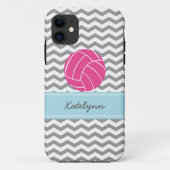 Modern Chevron Zigzag Pink Volleyball iPhone Case (Achterkant)