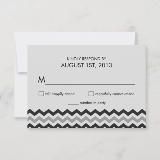 Modern Chevron Zigzag RSVP Wedding Reply Kaartje (Voorkant)