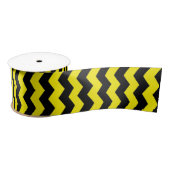 Modern Chevron Zigzag Zwart en Geel Patroon Satijnen Lint (Spoel)