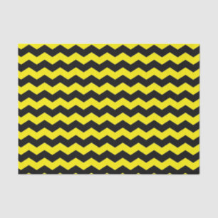 Modern Chevron Zigzag Zwart en Geel Patroon Tissuepapier