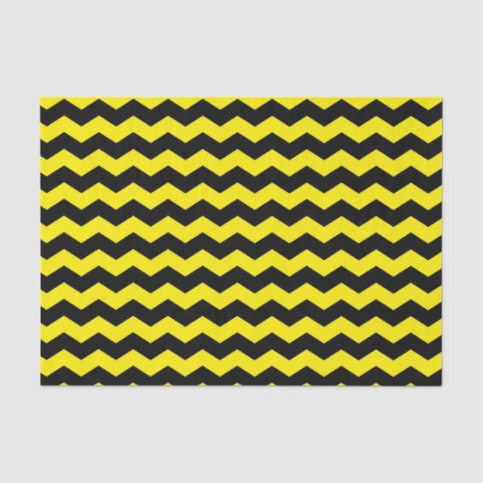 Modern Chevron Zigzag Zwart en Geel Patroon Tissuepapier (Voorkant)