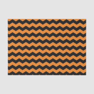 Modern Chevron Zigzag Zwart en Sinaasappel Patroon Tissuepapier