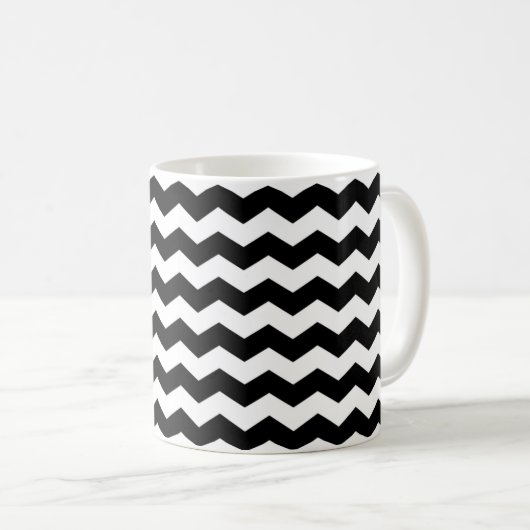 Modern Chevron ZigZag Zwart-wit Patroon Mok (Voorkant rechts)