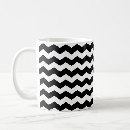 Modern Chevron ZigZag Zwart-wit Patroon Mok (Links)