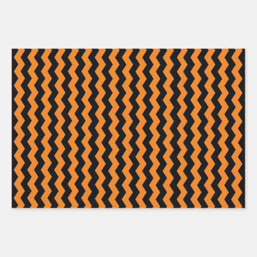 Modern Chevron Zwart en Sinaasappel Patroon Inpakpapier Vel (Voorkant 3)