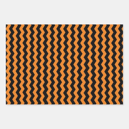 Modern Chevron Zwart en Sinaasappel Patroon Inpakpapier Vel (Voorkant 2)