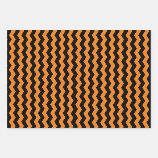 Modern Chevron Zwart en Sinaasappel Patroon Inpakpapier Vel (Voorkant)