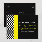 Modern Chevron Zwart & Geel Save Date Briefkaart (Voorkant / Achterkant)