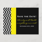Modern Chevron Zwart & Geel Save Date Briefkaart (Voorkant)