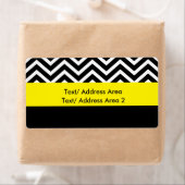 Modern Chevron Zwart Geel Verzendlabel (Insitu)