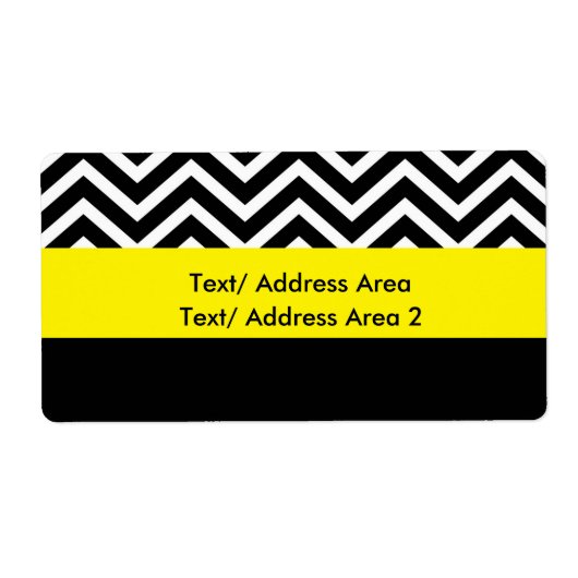Modern Chevron Zwart Geel Verzendlabel (Voorkant)