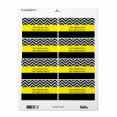 Modern Chevron Zwart Geel Verzendlabel (Full Sheet)