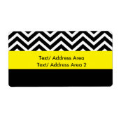 Modern Chevron Zwart Geel Verzendpakket Label (Voorkant)