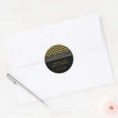 Modern Chevron Zwart & Goud Elegant Party Sticker (Envelop)