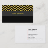Modern Chevron Zwart & Goud Glam Visitekaartje (Voorkant / Achterkant)