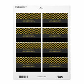 Modern Chevron Zwart & Goud Verzendlabel (Full Sheet)