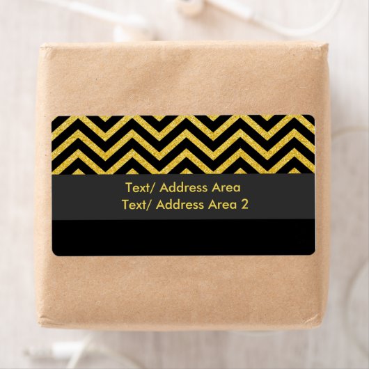 Modern Chevron Zwart & Goud Verzendpakket Label (Insitu)