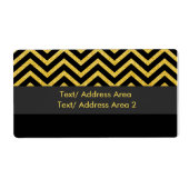 Modern Chevron Zwart & Goud Verzendpakket Label (Voorkant)