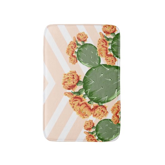 Modern Chevrons Prickly Pear Cactus Flowers Badmat (Voorkant Verticaal)