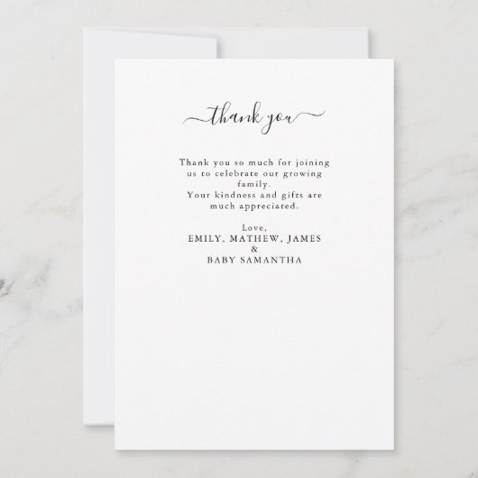 Modern Chic 4 Photo Baby shower dank u (Achterkant)