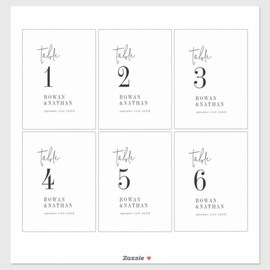 Modern Chic 4 x 5,5" tafelnummer Wijnlabels Sticker (Vel)