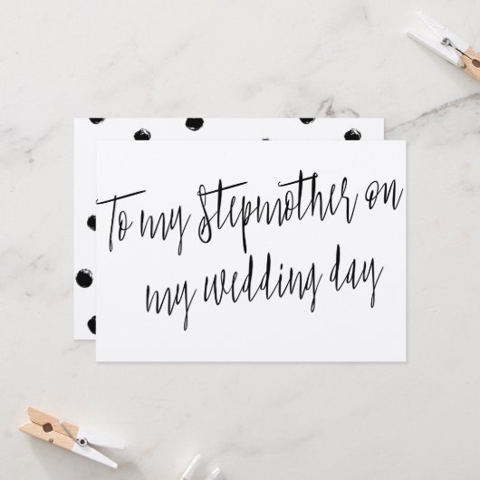 Modern Chic "Aan mijn stiefmoeder op mijn trouwdag Kaart (Voorkant / Achterkant in situ)