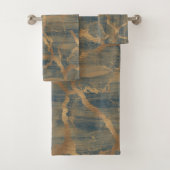 Modern Chic Abstract Glam Marmer Navy blauw en gou Bad Handdoek (Insitu)