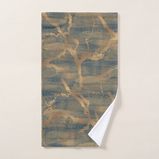 Modern Chic Abstract Glam Marmer Navy blauw en gou Bad Handdoek (Handdoek)