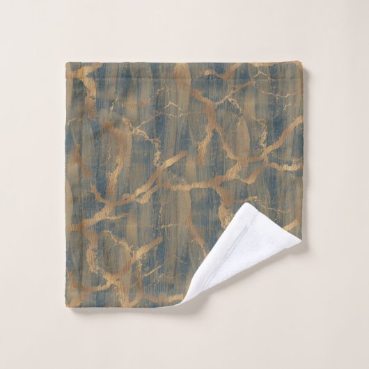 Modern Chic Abstract Glam Marmer Navy blauw en gou Bad Handdoek (Wasdoekje)