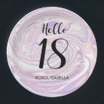 Modern Chic Abstract Marble 18th Birthday Papieren Bordje<br><div class="desc">Moderne,  abstracte partijproducten met vloeibaar verfmarmerend effect in pastelroze en lavenderhuiden. Moderne liquefied Marbling Lines 18e verjaardagspapieren Borden.</div>