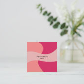 Modern Chic Abstract Roze Haar Stylist Vierkante Visitekaartje (Staand voorkant)
