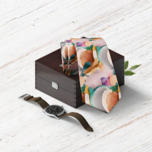 Modern Chic Abstract Terracotta Blauwgroen Stropdas