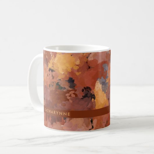 Modern Chic Abstract Terracotta Rust Brown Koffiemok (Voorkant links)
