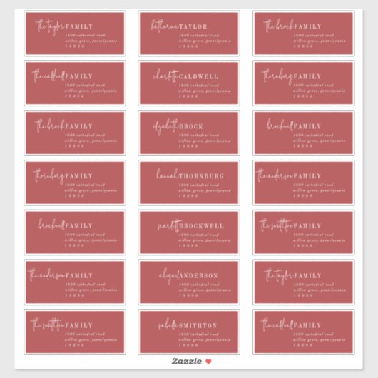 Modern chic | Adresetiketten rode geadresseerde Sticker (Vel)