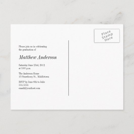 Modern Chic Afstuderen Briefkaart - Zwart (Achterkant)