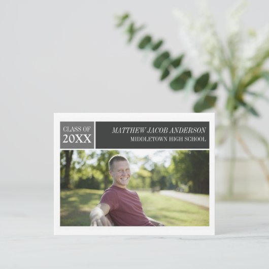 Modern Chic Afstuderen Briefkaart - Zwart (Staand voorkant)