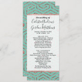 Modern Chic Aqua Roos Gold Glitter Hexagon Geo Programmakaart (Voorkant / Achterkant)