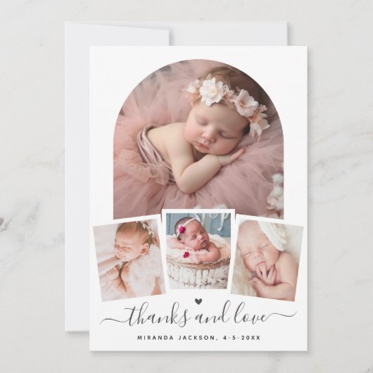 Modern Chic Arch Baby Shower Thank You Photo Bedankkaart (Voorkant)